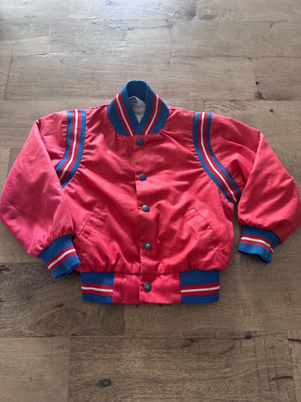 Vintage OshKosh B'gosh Blue Red Knit Collar Top varsity sz 4 USA sport union tag